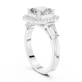 Gold Ring, Asscher center stone, White Gold, view 1