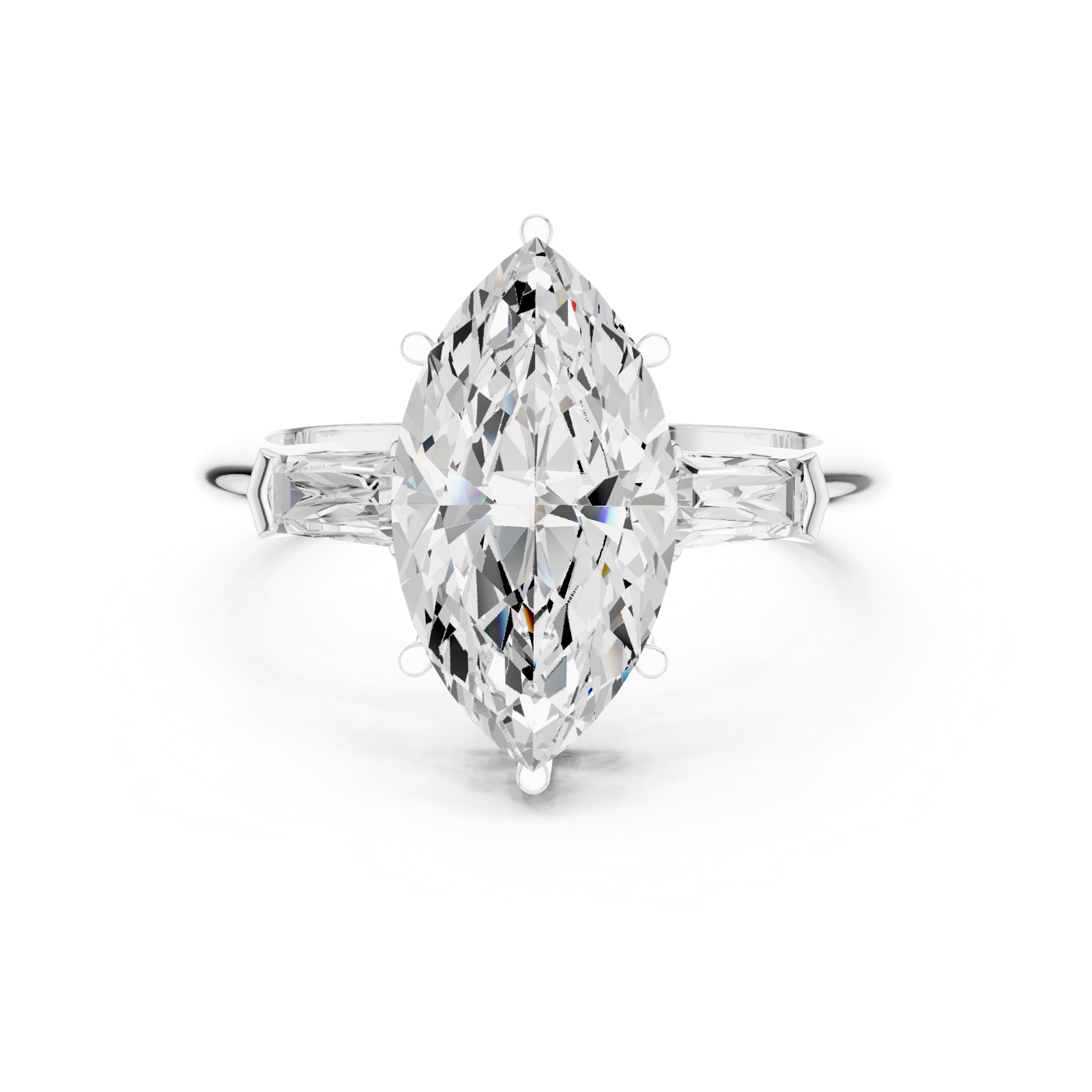 Gold Jewelry L35-67, Marquise center stone, White Gold, view 4