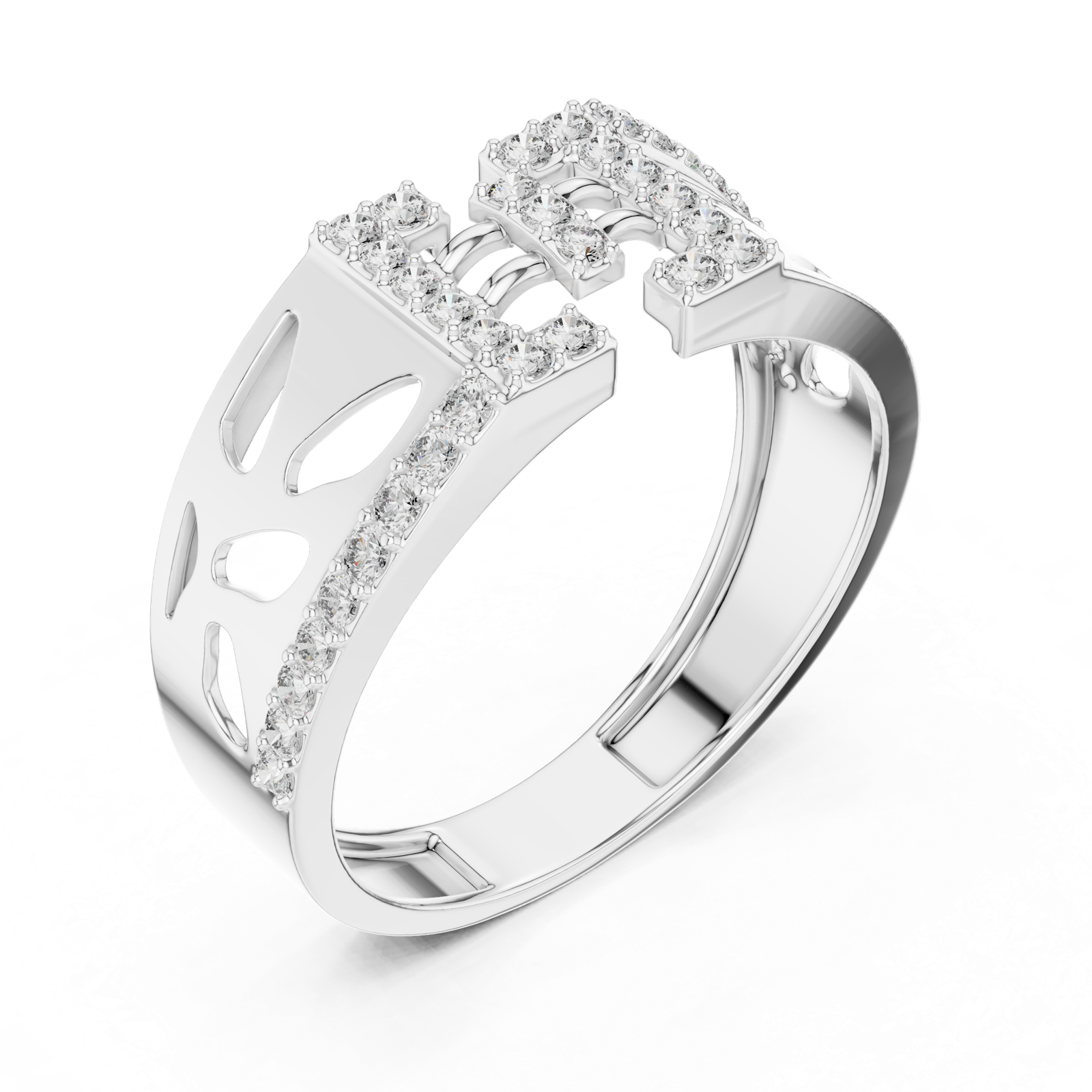 Gold Ring LR-01 (20), White Gold, view 2