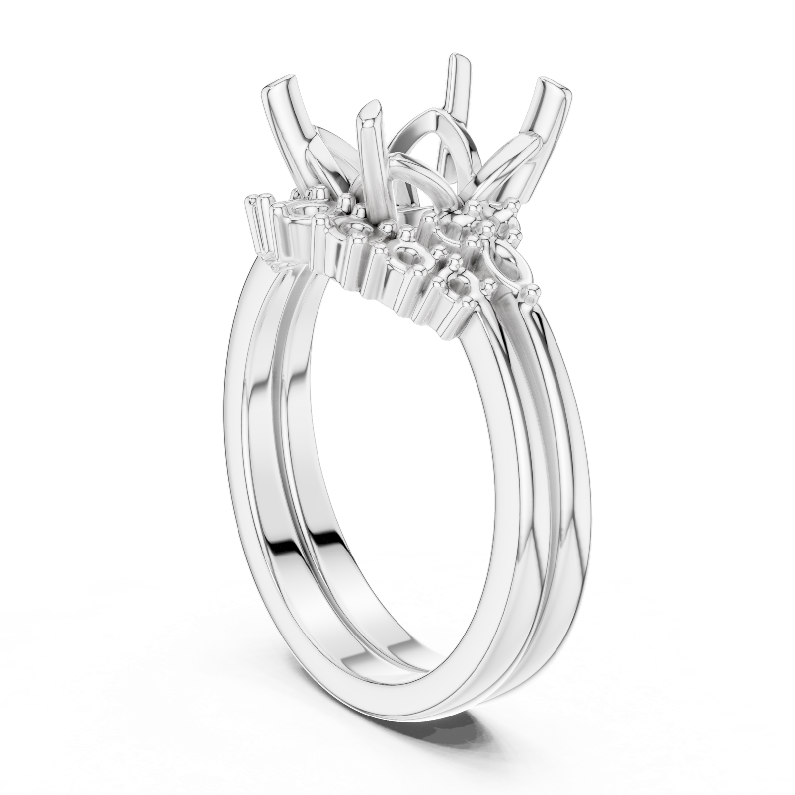 Gold Ring DDLR-440, Emerald center stone, White Gold, view 1