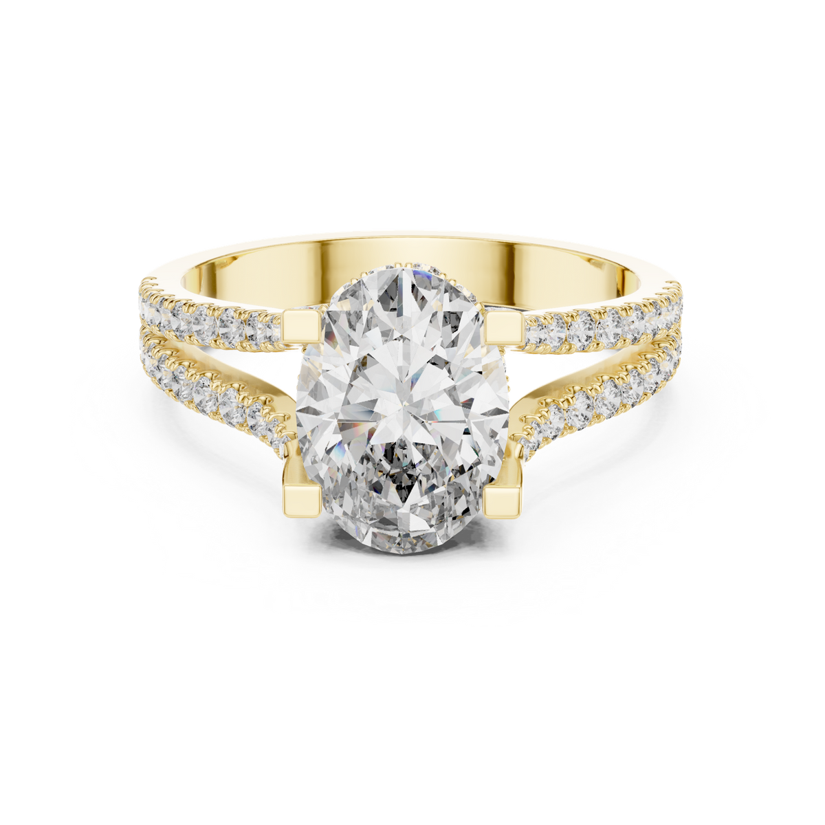 14K Solid Gold Lab Diamond Solitaire Ring, Yellow Gold