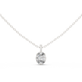 14K Solid Gold Lab Diamond Solitaire Pendant Necklace, White Gold