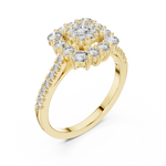 14K Solid Gold Lab Diamond Halo Ring, Yellow Gold, view 2