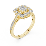 14K Solid Gold Lab Diamond Halo Ring, Yellow Gold, view 2