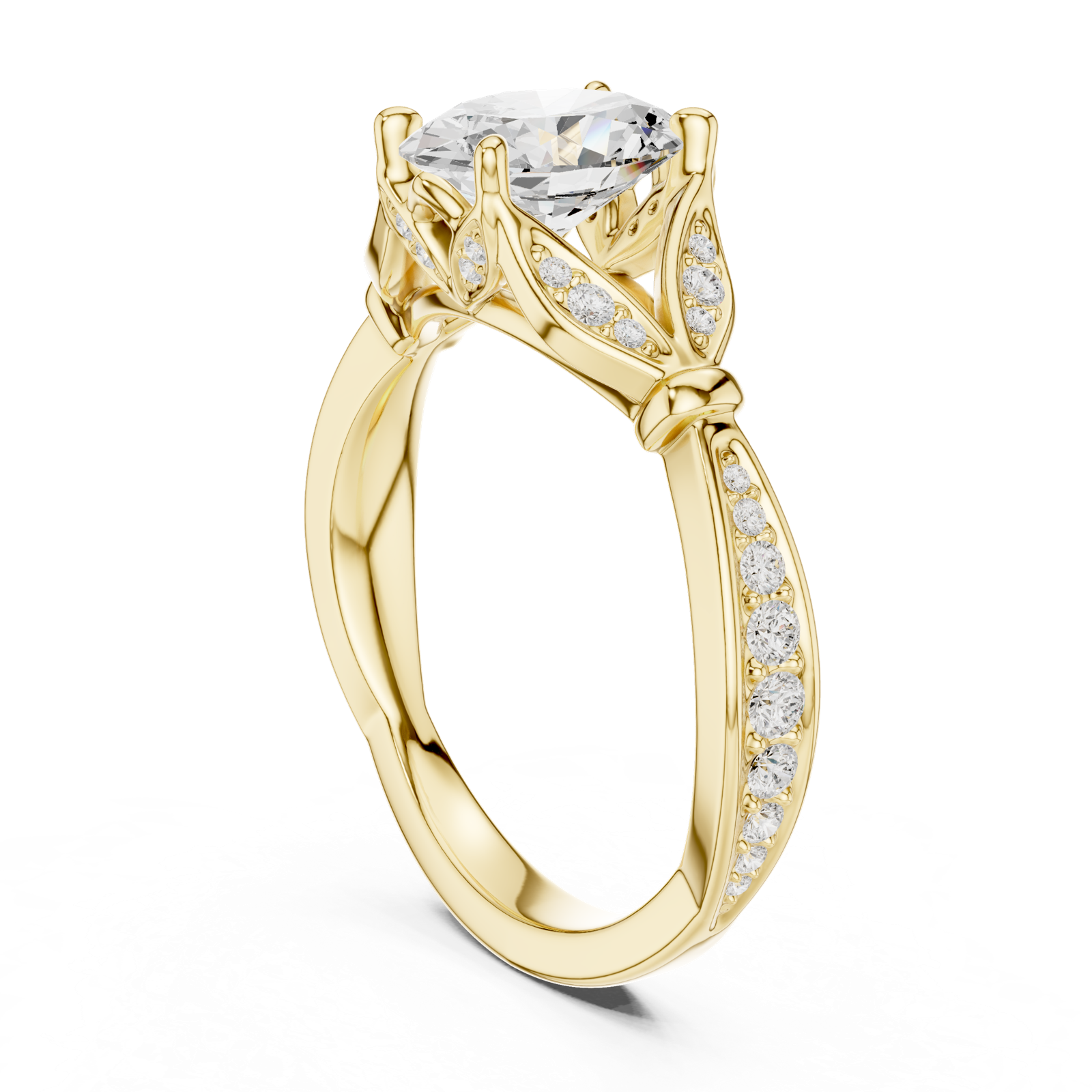 Gold Ring DDLR-257, Oval center stone, Yellow Gold, view 1
