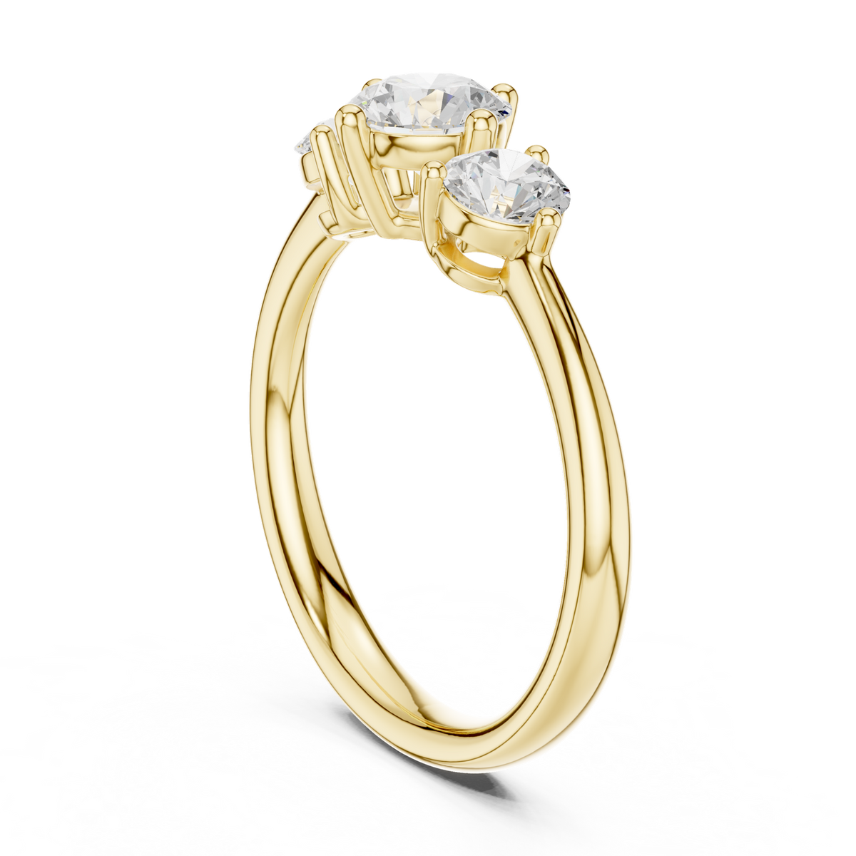 14K Solid Gold Lab Diamond Halo Ring, Yellow Gold, view 1