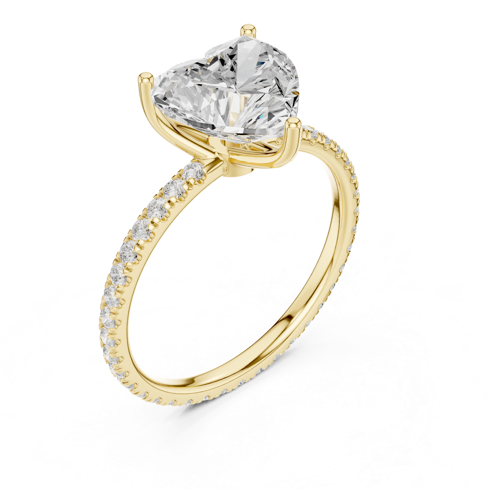 Gold Jewelry L36-16, Heart center stone, Yellow Gold, view 2