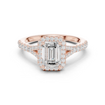 Gold Ring DDLR-043, Emerald center stone, Rose Gold