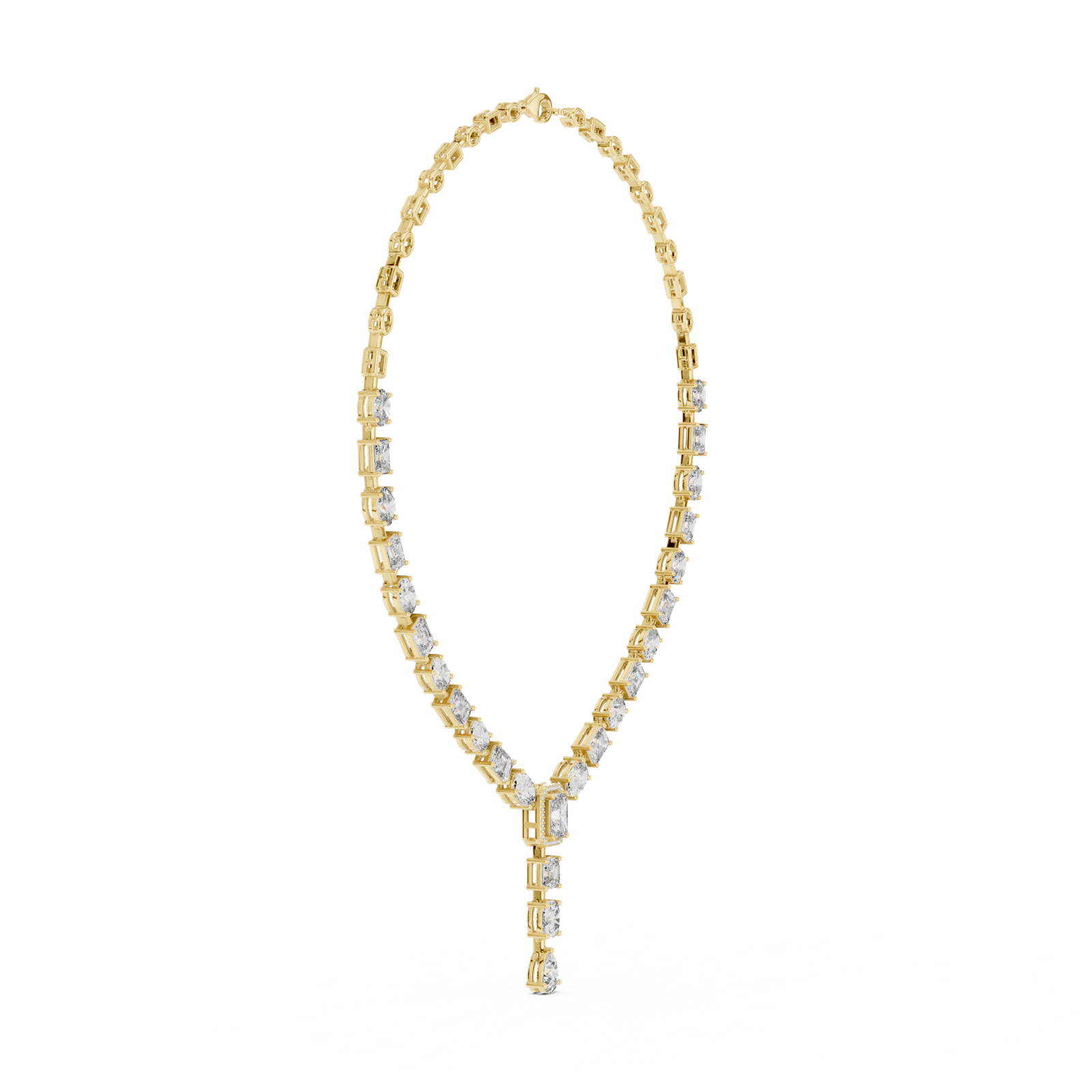 14K Solid Gold Lab Diamond Tennis Necklace, Yellow Gold, view 3