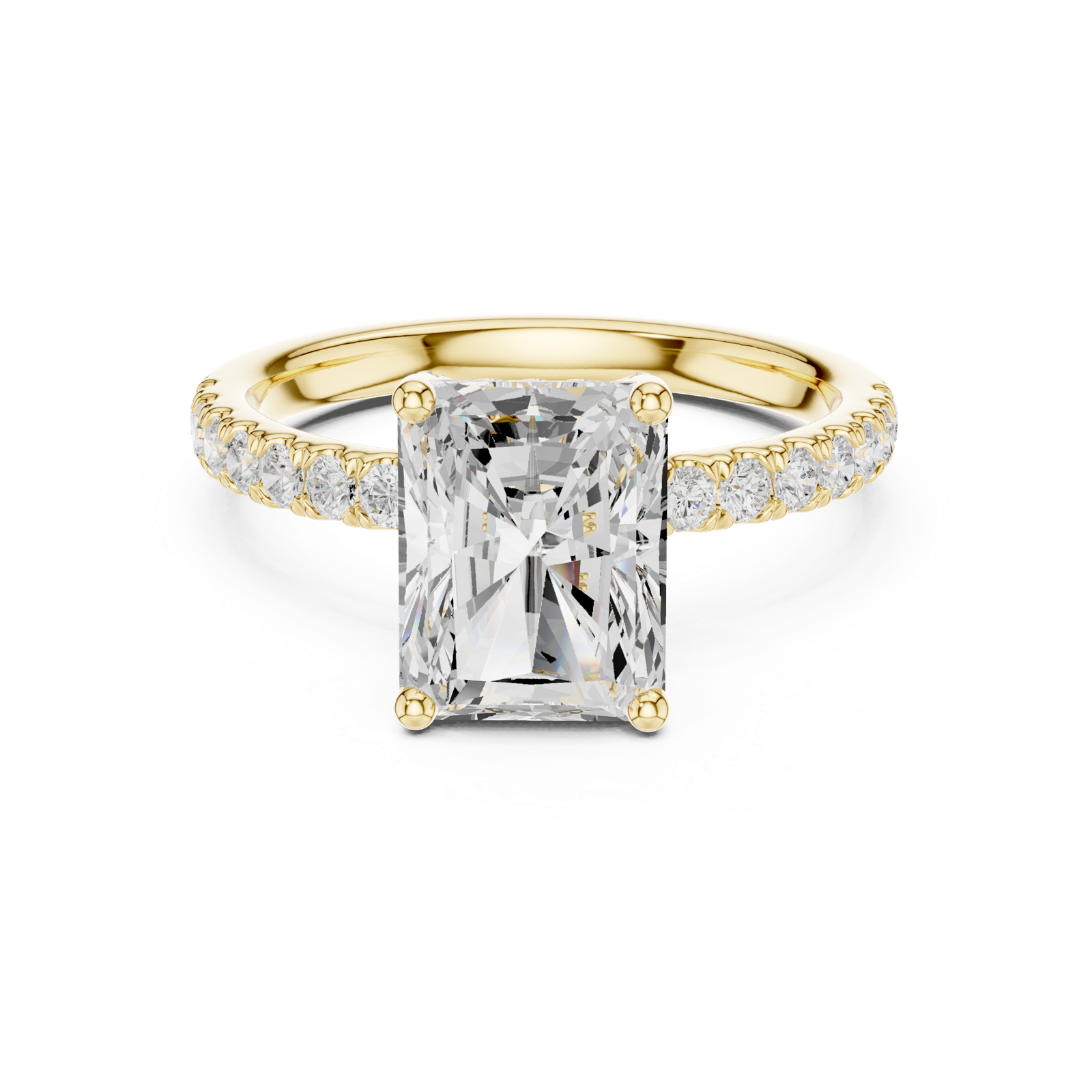 Gold Ring DDLR-161, Radiant center stone, Yellow Gold, view 4