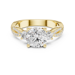 Gold Ring DDLR-281, Round center stone, Yellow Gold, view 4