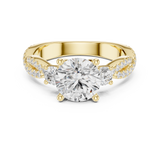 Gold Ring DDLR-281, Round center stone, Yellow Gold, view 4
