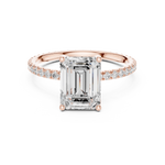 Gold Jewelry, Emerald center stone, Rose Gold, view 4