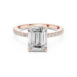 Gold Jewelry, Emerald center stone, Rose Gold, view 4