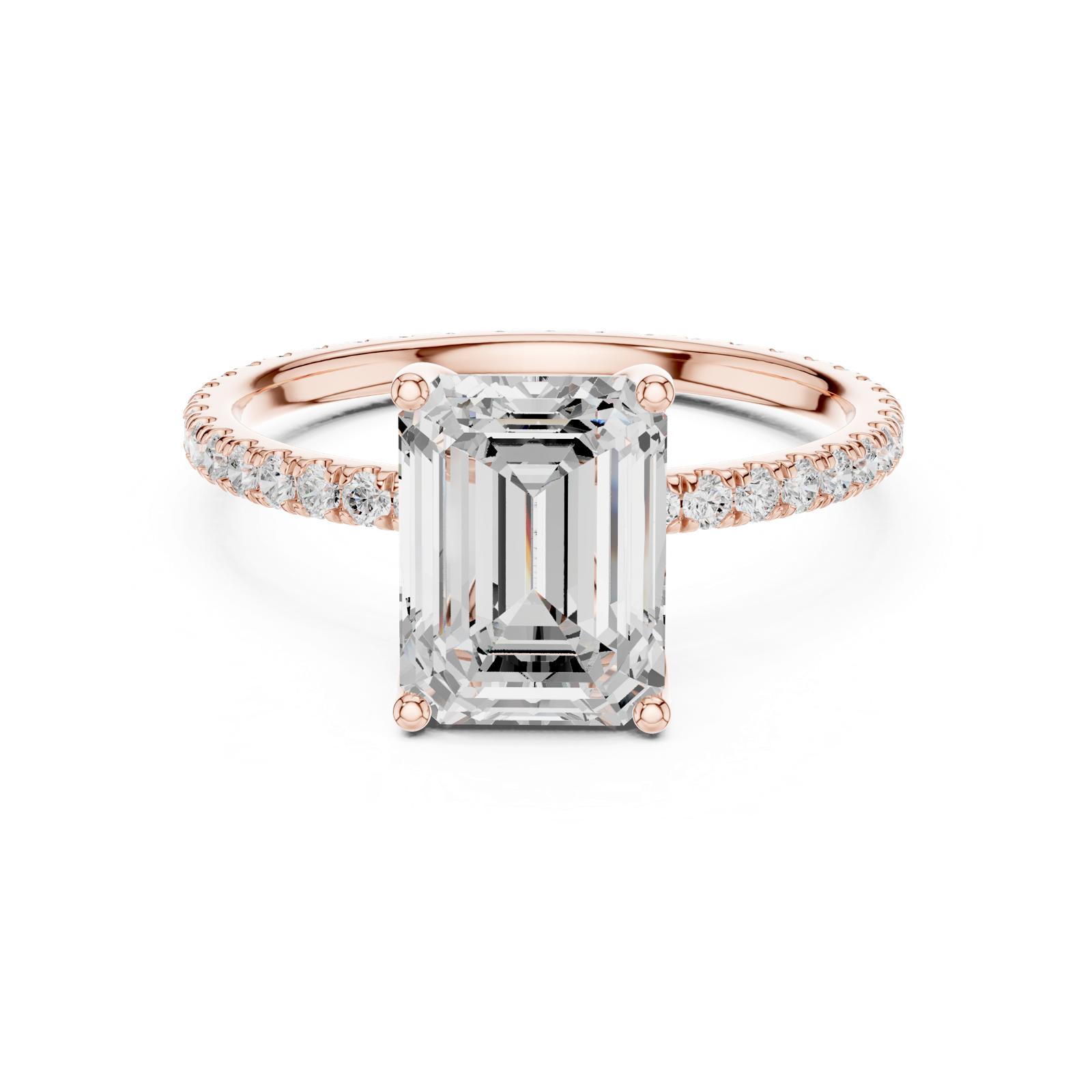 Gold Jewelry, Emerald center stone, Rose Gold, view 4