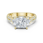 Gold Ring DDLR-281, Princess center stone, Yellow Gold