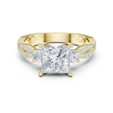 Gold Ring DDLR-281, Princess center stone, Yellow Gold