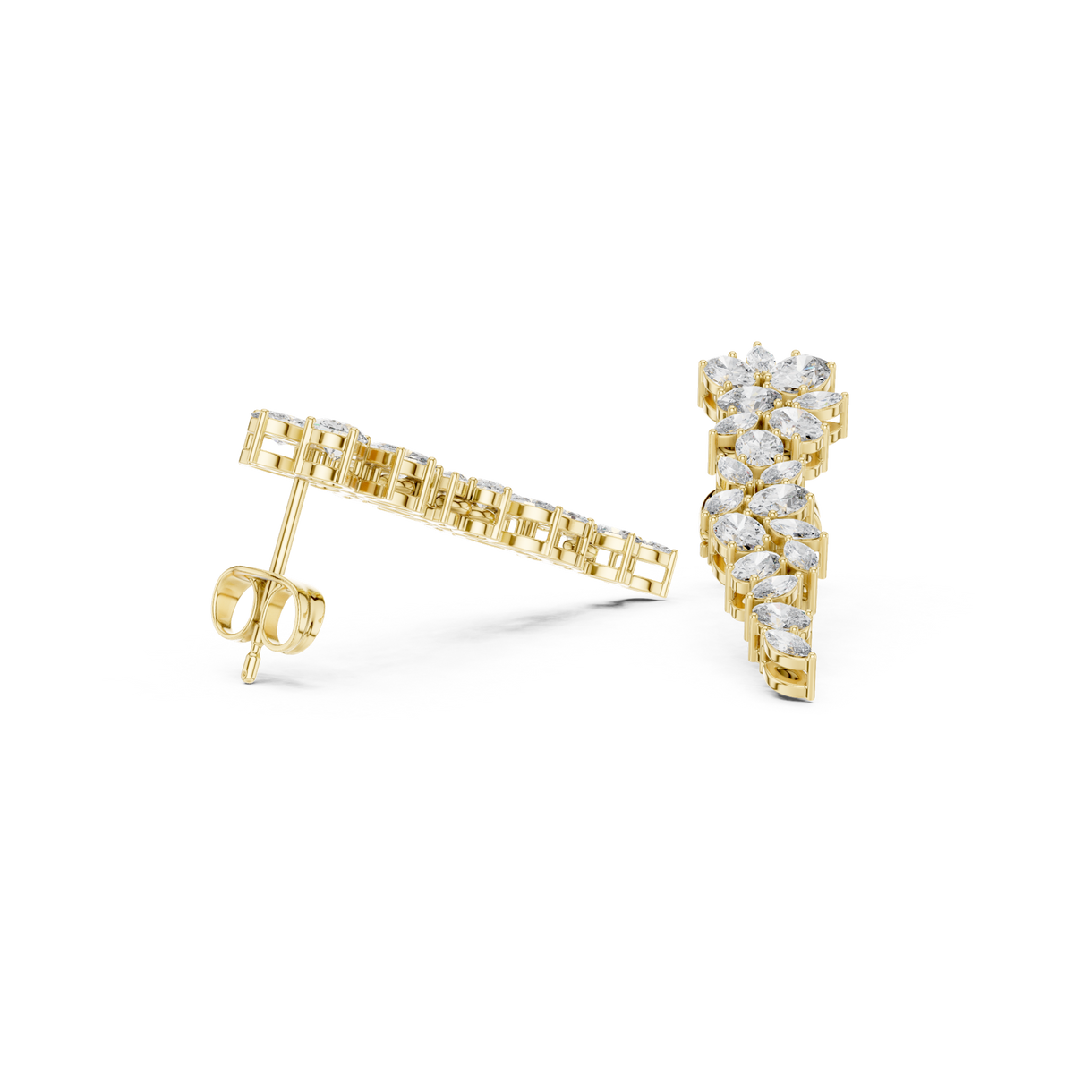 14K Solid Gold Lab Diamond Drop Earrings, Yellow Gold, view 1
