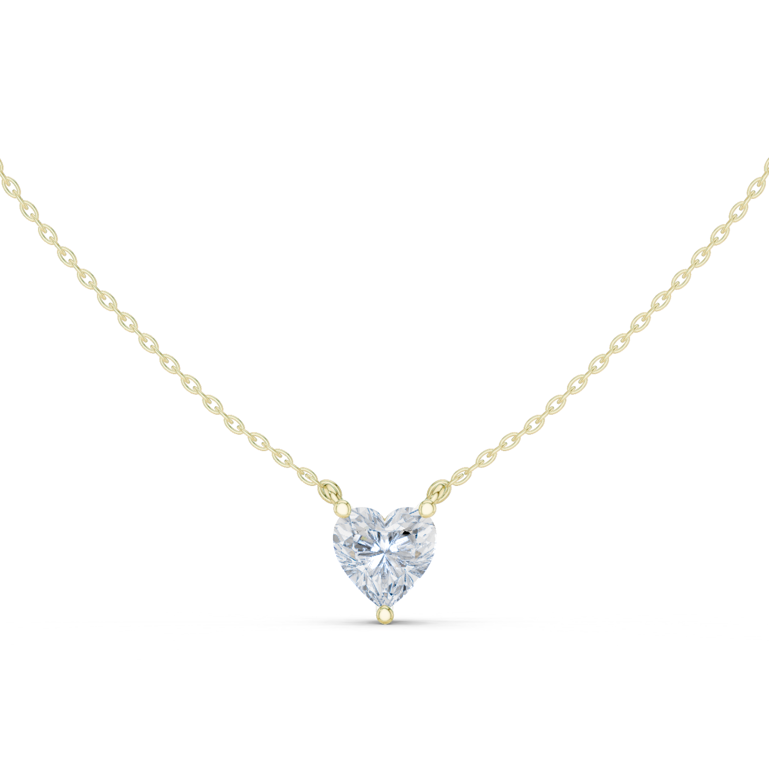 Gold Jewelry DDPO-001, Heart center stone, Yellow Gold