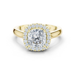 Gold Ring, Cushion center stone, Yellow Gold