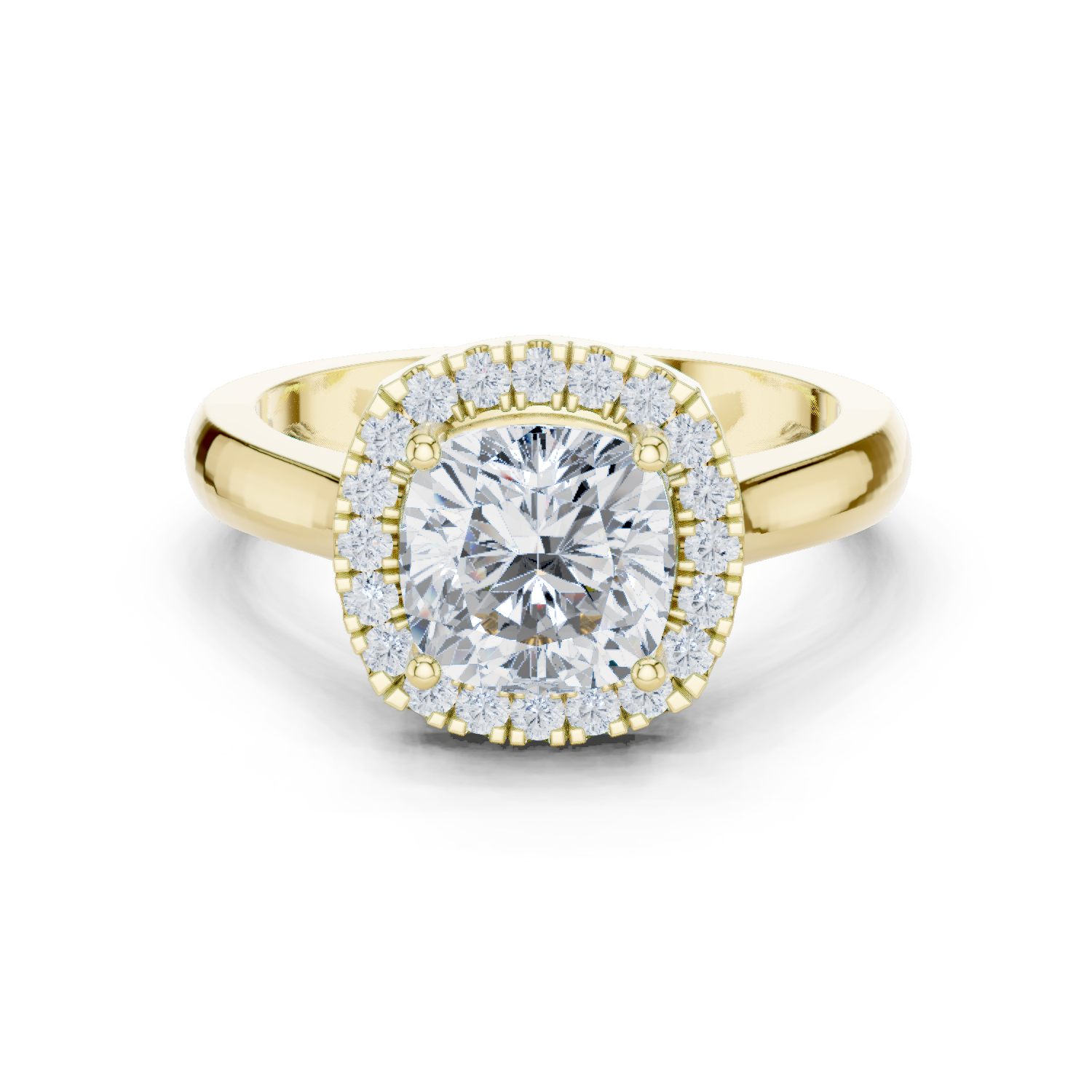Gold Ring, Cushion center stone, Yellow Gold