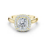 Gold Ring, Cushion center stone, Yellow Gold