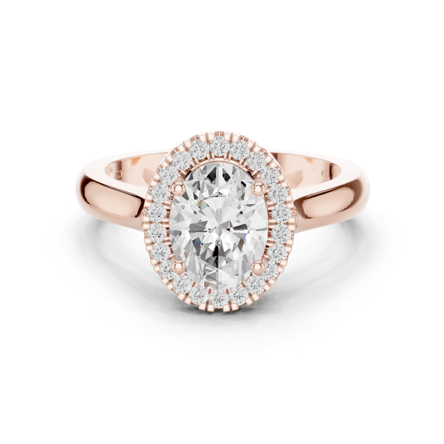 Gold Ring DDLR-338, Oval center stone, Rose Gold