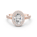 Gold Ring DDLR-349, Oval center stone, Rose Gold