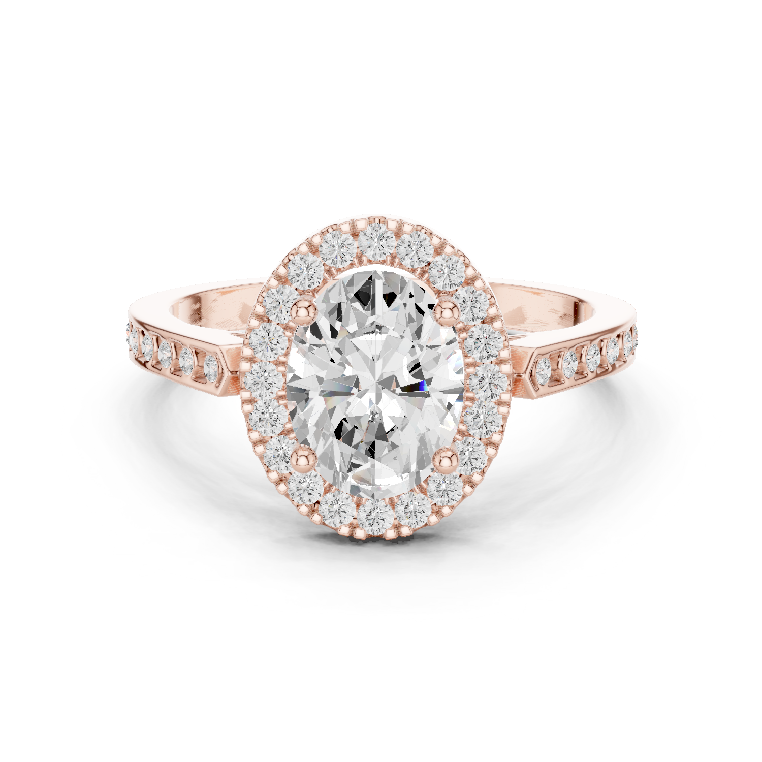 Gold Ring DDLR-349, Oval center stone, Rose Gold