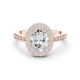 Gold Ring DDLR-349, Oval center stone, Rose Gold