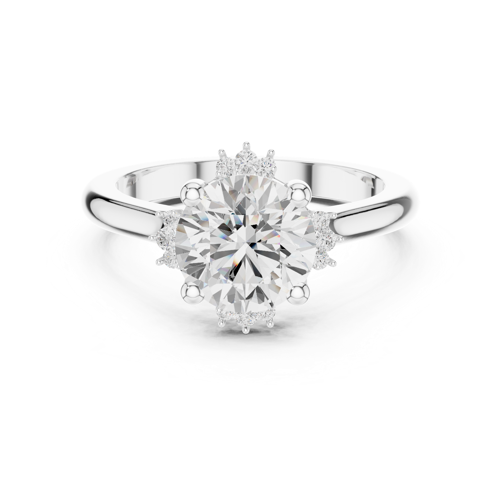 Gold Jewelry L35-123, Round center stone, White Gold, view 4