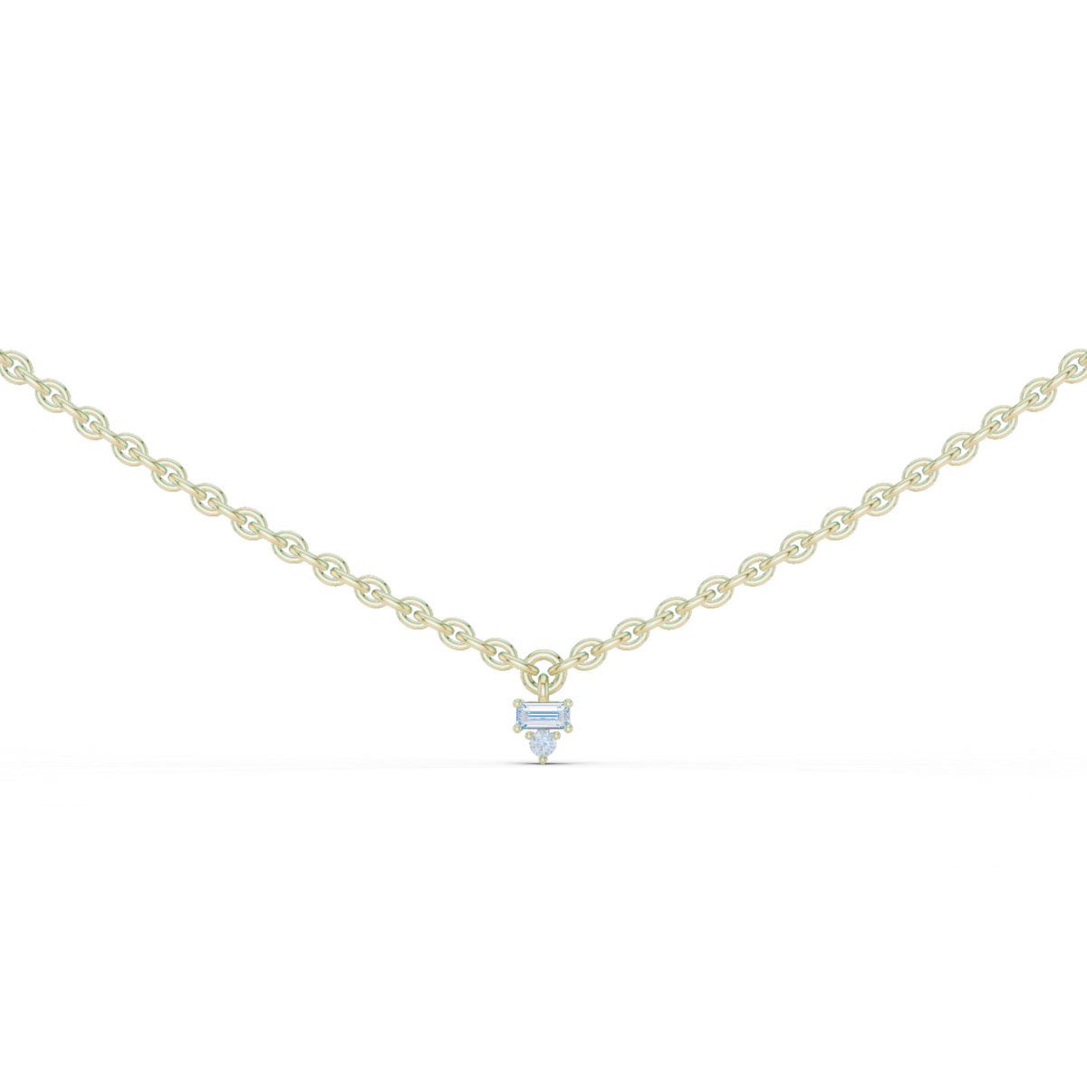 14K Solid Gold Lab Diamond Solitaire Pendant Necklace, Yellow Gold