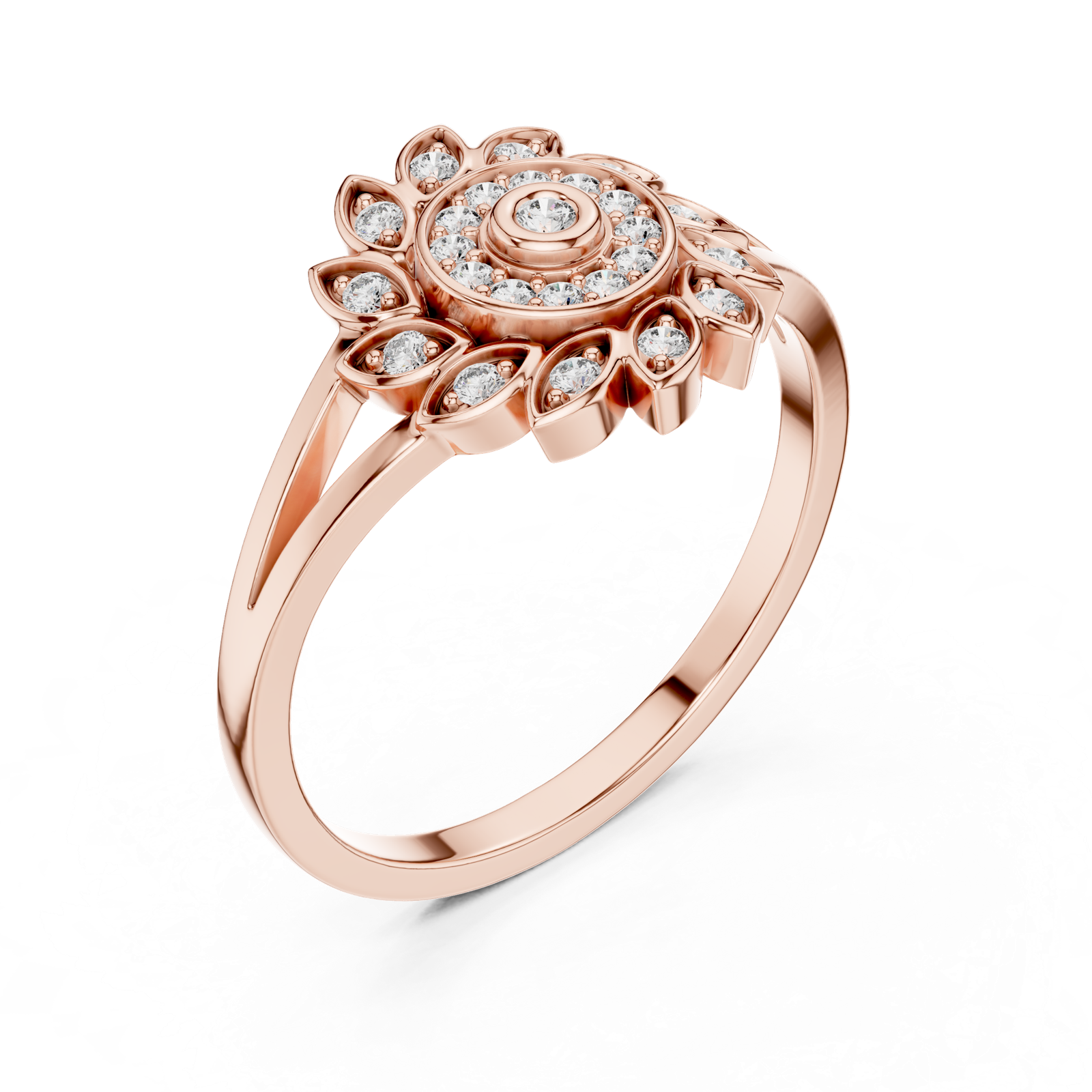 Gold Ring DR-6296, Rose Gold, view 2
