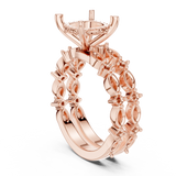 Gold Ring DDLR-301, Cushion center stone, Rose Gold, view 1