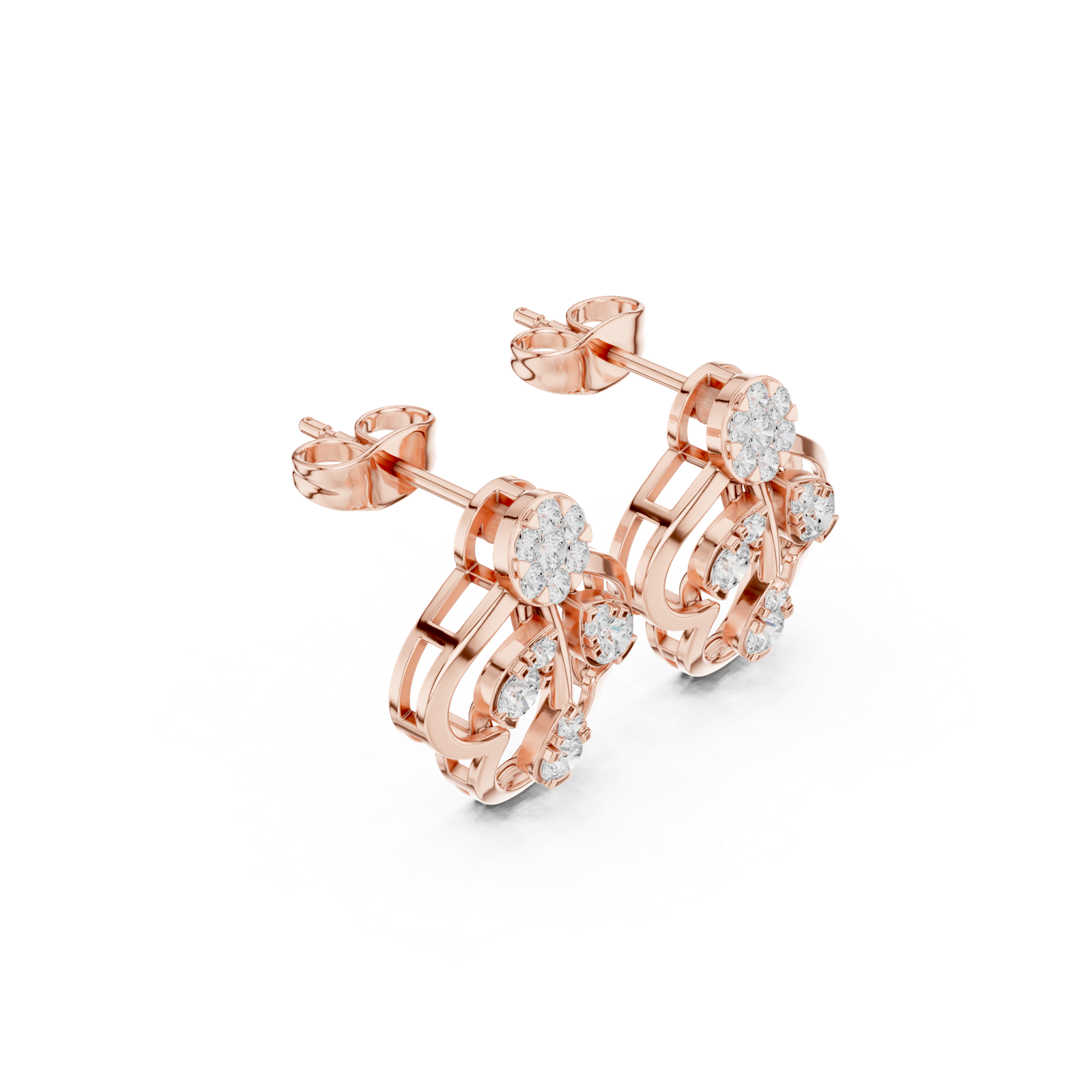 Gold Earrings 9-10010PE, Rose Gold, view 1