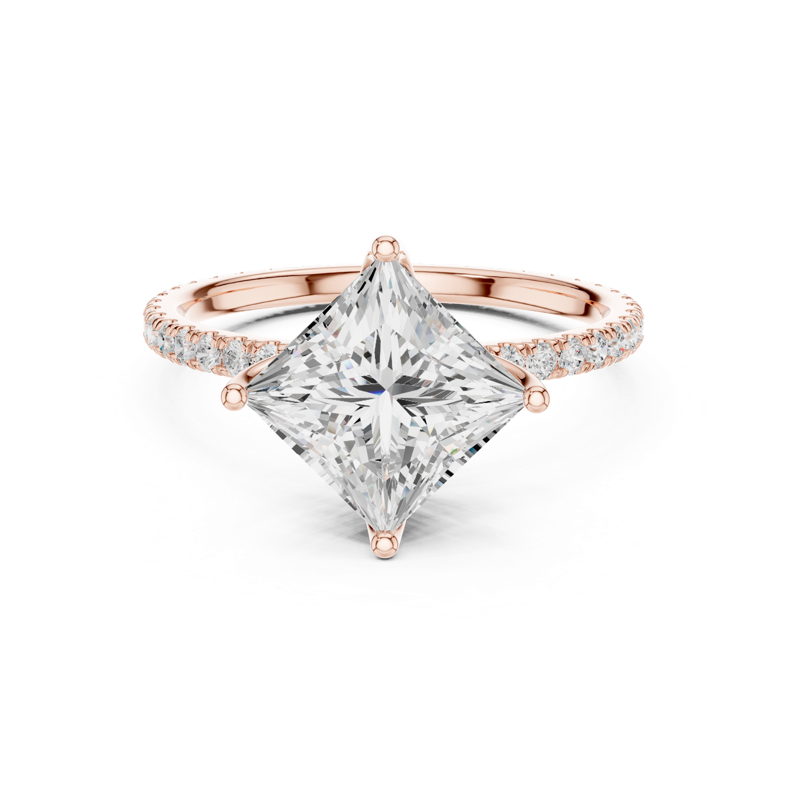 Gold Jewelry L36-16, Princess center stone, Rose Gold, view 4