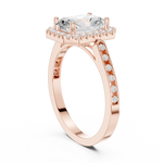 Gold Ring DDLR-349, Radiant center stone, Rose Gold, view 1
