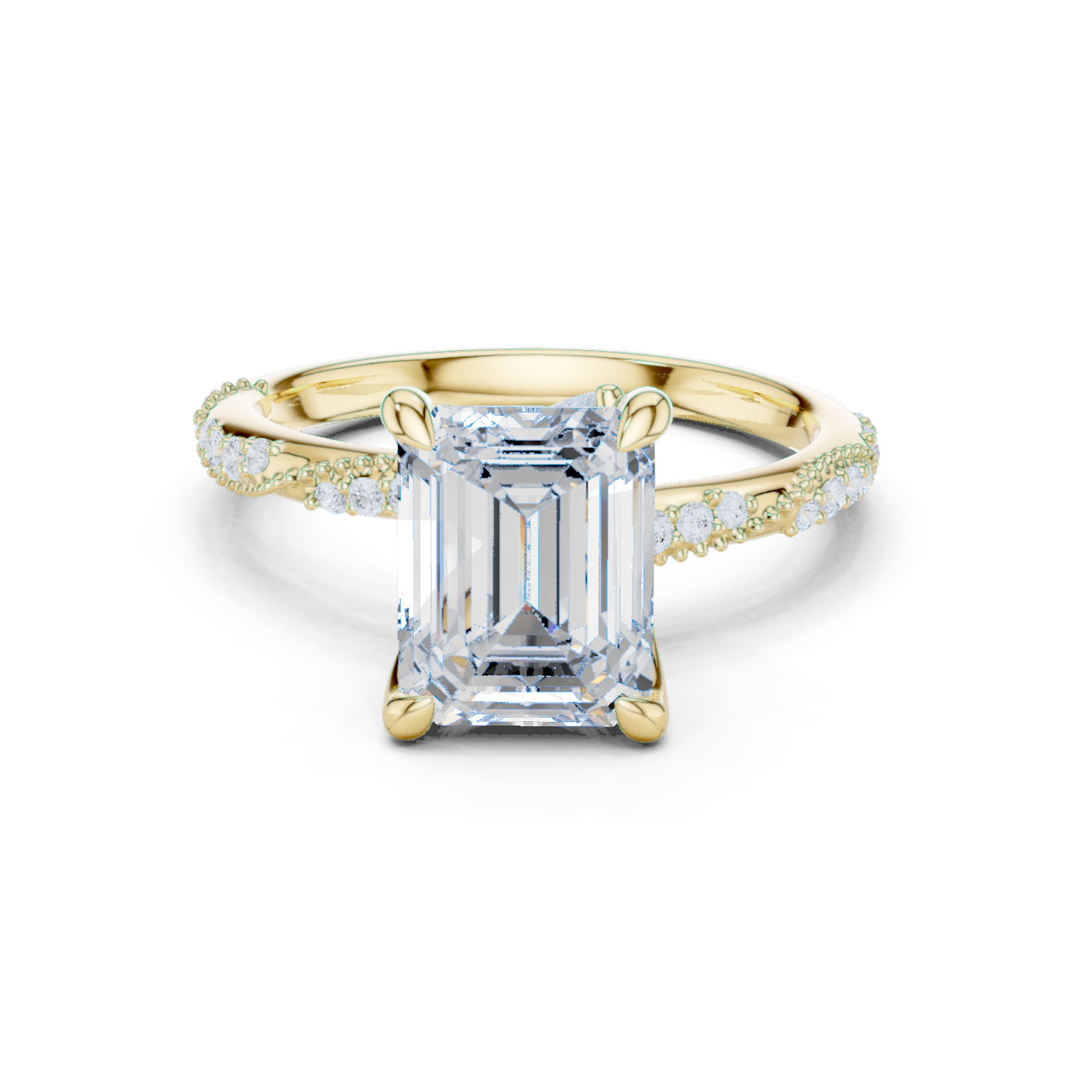 Gold Ring DDLR-167, Emerald center stone, Yellow Gold