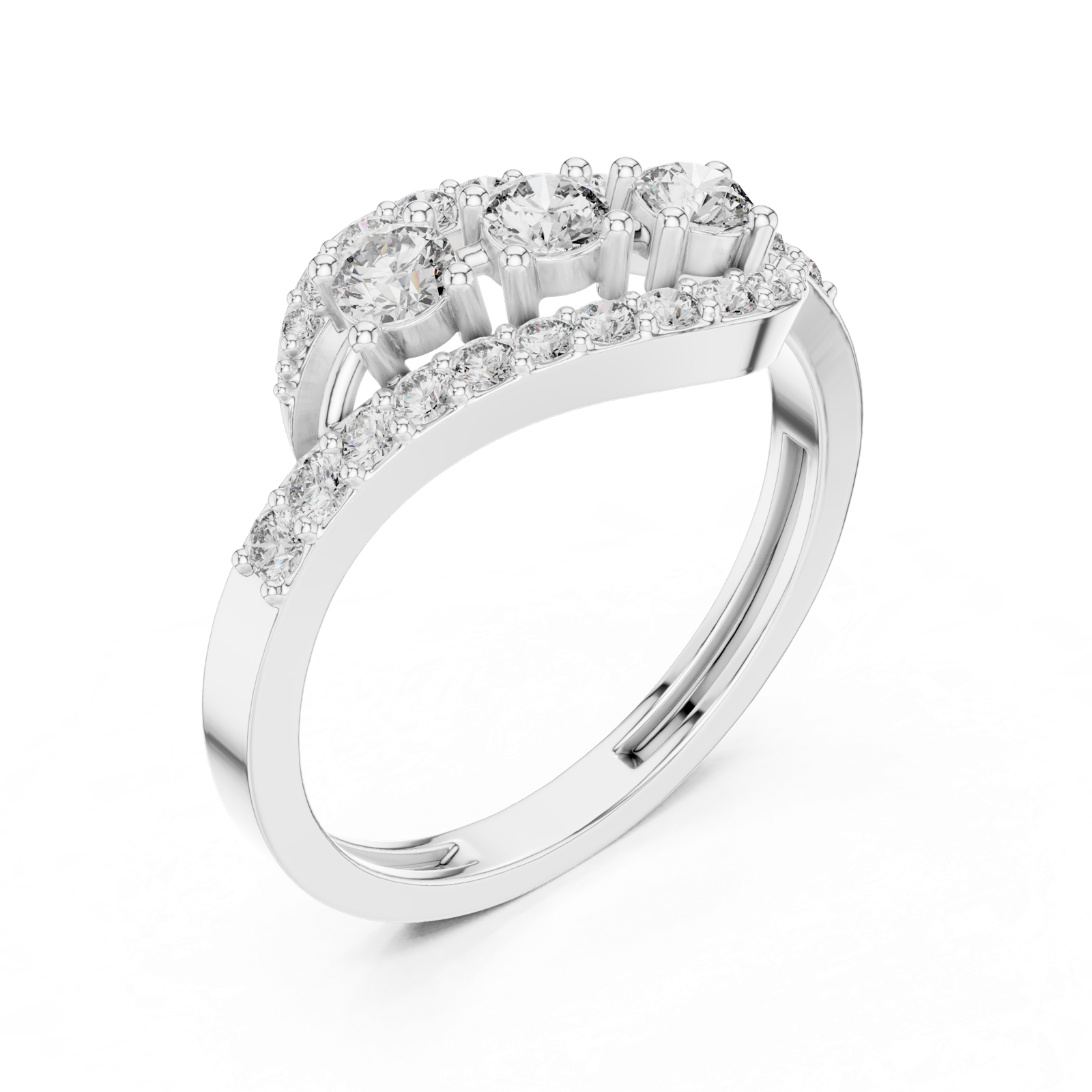 Gold Ring ALR-165, White Gold, view 2