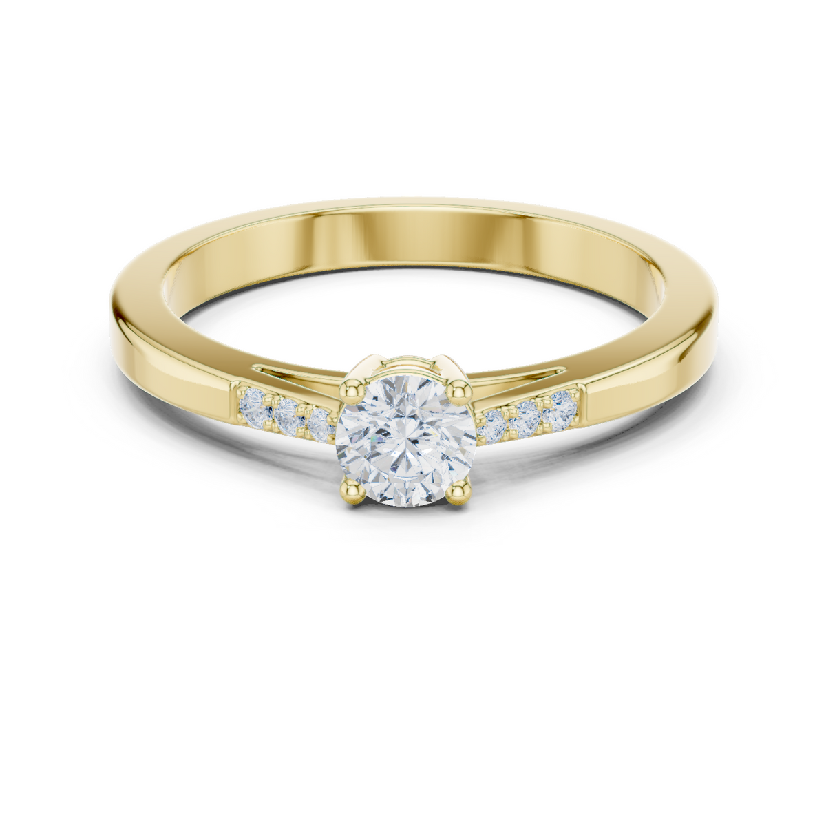 14K Solid Gold Lab Diamond Solitaire Ring, Yellow Gold
