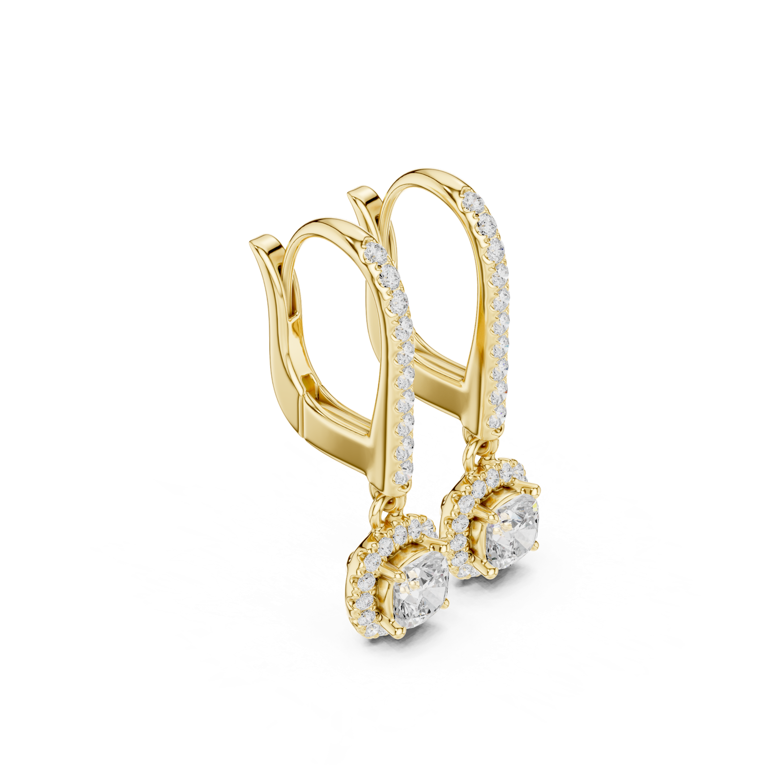 Gold Jewelry DDER-034, Cushion center stone, Yellow Gold, view 1