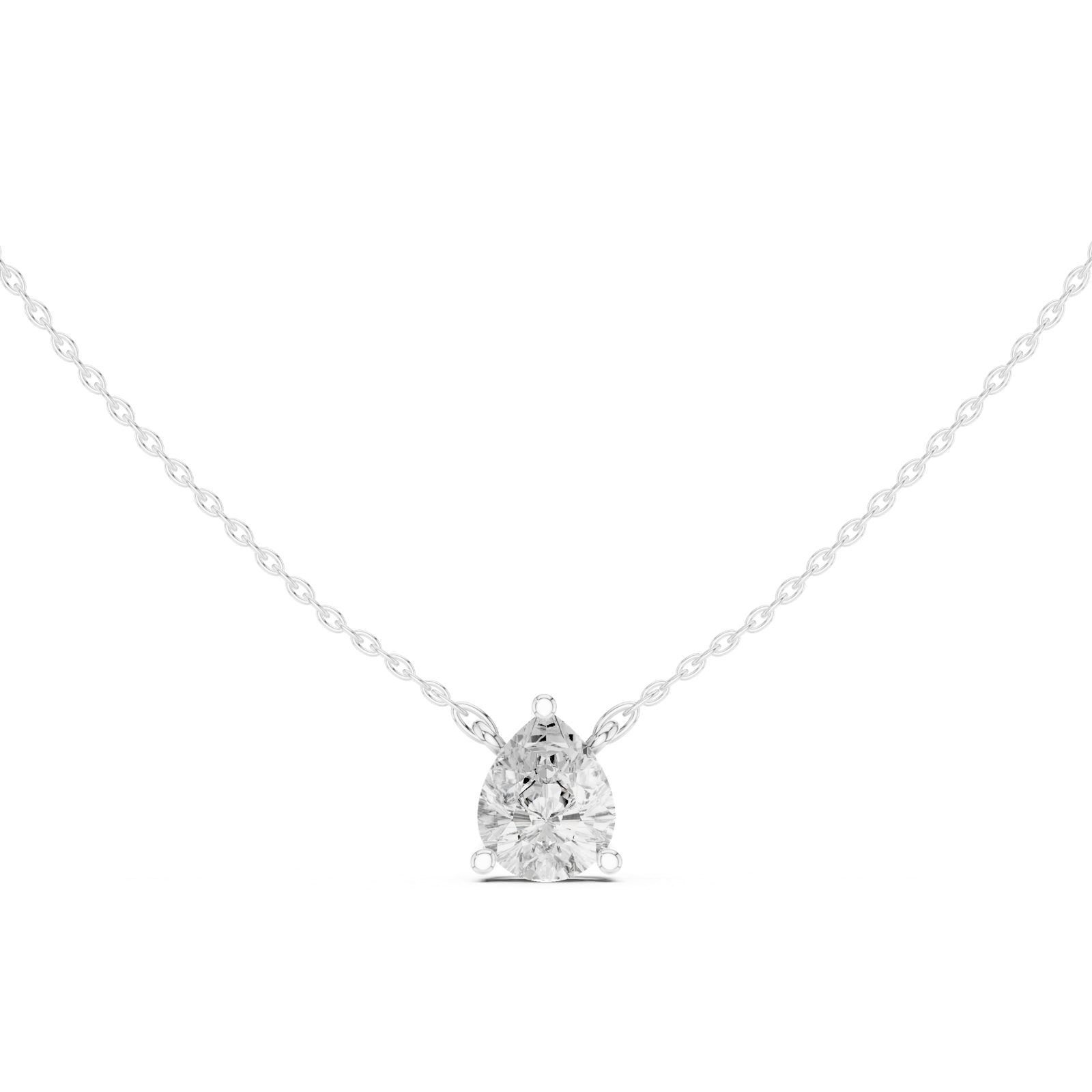 Gold Jewelry DDPO-001, Pear center stone, White Gold, view 4
