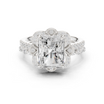 Gold Ring DDLR-442, Radiant center stone, White Gold