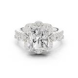 Gold Ring DDLR-442, Radiant center stone, White Gold