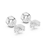 14K Solid Gold Lab Diamond Stud Earrings, White Gold, view 3