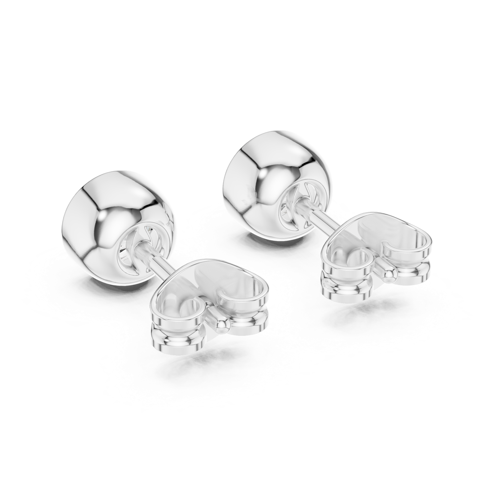 14K Solid Gold Lab Diamond Stud Earrings, White Gold, view 3