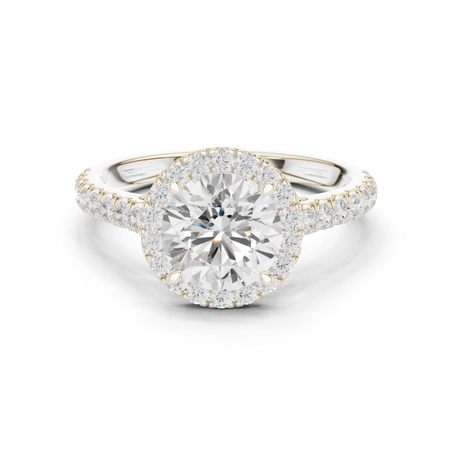Gold Ring DDLR-118, Round center stone, White Gold