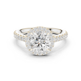 Gold Ring DDLR-118, Round center stone, White Gold