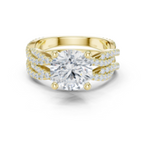 Gold Ring DDLR-300, Round center stone, Yellow Gold