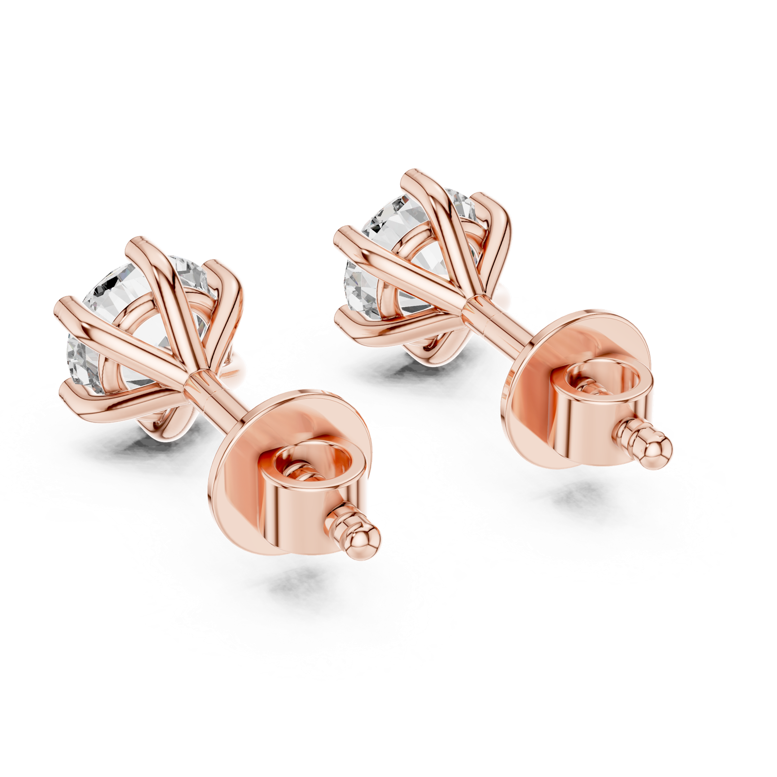Gold Earrings ER-0012, Rose Gold, view 3